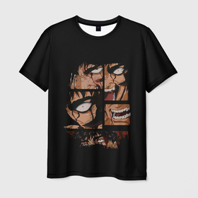 Мужская футболка 3D с принтом Берсерк  , 100% полиэфир | прямой крой, круглый вырез горловины, длина до линии бедер | anime | berserk | аниме | берсерк | глаза | гнев | злой | зубы | манга | персонаж
