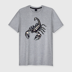 Мужская футболка хлопок Slim с принтом Скорпион в Курске, 92% хлопок, 8% лайкра | приталенный силуэт, круглый вырез ворота, длина до линии бедра, короткий рукав | знак зодиака | клешни | скорпион | ядовитый