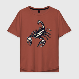 Мужская футболка хлопок Oversize с принтом Скорпион , 100% хлопок | свободный крой, круглый ворот, “спинка” длиннее передней части | знак зодиака | клешни | скорпион | ядовитый