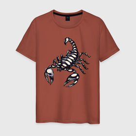 Мужская футболка хлопок с принтом Скорпион в Екатеринбурге, 100% хлопок | прямой крой, круглый вырез горловины, длина до линии бедер, слегка спущенное плечо. | знак зодиака | клешни | скорпион | ядовитый