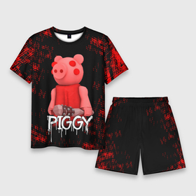 Мужской костюм с шортами 3D с принтом ROBLOX PIGGY   СВИНКА ПИГГИ в Тюмени,  |  | pig | piggy | roblox | игра | компьютерная игра | логотип | онлайн | онлайн игра | пигги | поросенок | роблакс | роблокс | свинка | свинья