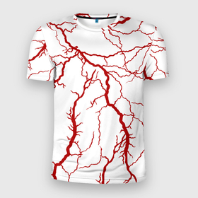 Мужская футболка 3D Slim с принтом Сосуды в Новосибирске, 100% полиэстер с улучшенными характеристиками | приталенный силуэт, круглая горловина, широкие плечи, сужается к линии бедра | абстрактные | алые | артерии | вены | ветки | волны | врач | гроза | доктор | красные | кровавый | кровь | линии | медик | медицинские | молния | мышцы | нити | паутина | полосы | сердце | сетка | сосуды