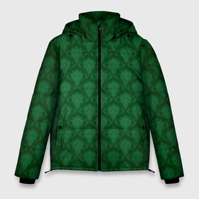 Мужская зимняя куртка 3D с принтом Готические зелёные цветы в Петрозаводске, верх — 100% полиэстер; подкладка — 100% полиэстер; утеплитель — 100% полиэстер | длина ниже бедра, свободный силуэт Оверсайз. Есть воротник-стойка, отстегивающийся капюшон и ветрозащитная планка. 

Боковые карманы с листочкой на кнопках и внутренний карман на молнии. | Тематика изображения на принте: готика | зеленый | светлый | темный | цветы