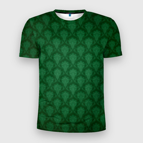 Мужская футболка 3D спортивная с принтом Готические зелёные цветы в Петрозаводске, 100% полиэстер с улучшенными характеристиками | приталенный силуэт, круглая горловина, широкие плечи, сужается к линии бедра | Тематика изображения на принте: готика | зеленый | светлый | темный | цветы