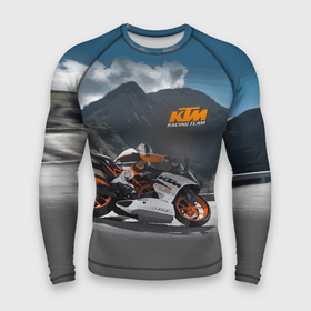 Мужской рашгард 3D с принтом KTM Racing team ,  |  | clouds | ktm | motorcycle | mountains | nature | racer | racing | route | sky | team | гонщик | горы | мотоцикл | небо | облака | природа | трасса