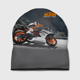 Шапка 3D с принтом KTM Racing team , 100% полиэстер | универсальный размер, печать по всей поверхности изделия | clouds | ktm | motorcycle | mountains | nature | racer | racing | route | sky | team | гонщик | горы | мотоцикл | небо | облака | природа | трасса