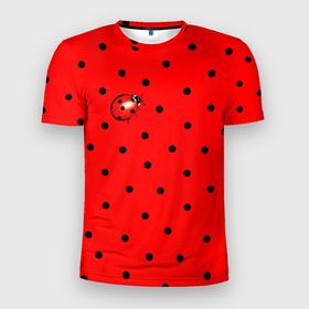 Мужская футболка 3D спортивная с принтом Божья коровка на горошке в Белгороде, 100% полиэстер с улучшенными характеристиками | приталенный силуэт, круглая горловина, широкие плечи, сужается к линии бедра | Тематика изображения на принте: ladybug | pattern | summer | алый | арбуз | бабочки | вишня | горох | горошек | животные | жук | клубника | красный | круги | лапки | лето | насекомые | орнамент | паттерн | помада | прикольный | пузыри | пятнистый
