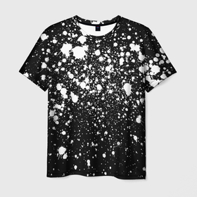 Мужская футболка 3D с принтом Белая краска в Тюмени, 100% полиэфир | прямой крой, круглый вырез горловины, длина до линии бедер | casual | pattern | snow | winter | акварельные | брызги | зима | краски | круги | крутые | мазки | маляр | модные | мужские | ночь | паттерн | популярные | пятна | пятнистый | снег | снегопад | снежинки | текстура