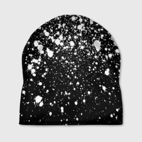Шапка 3D с принтом Белая краска в Екатеринбурге, 100% полиэстер | универсальный размер, печать по всей поверхности изделия | casual | pattern | snow | winter | акварельные | брызги | зима | краски | круги | крутые | мазки | маляр | модные | мужские | ночь | паттерн | популярные | пятна | пятнистый | снег | снегопад | снежинки | текстура