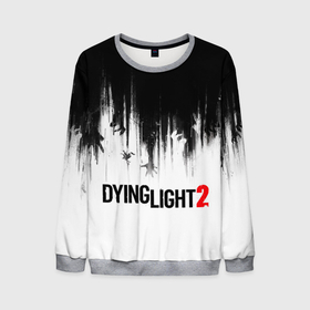 Мужской свитшот 3D с принтом Dying Light 2 в Новосибирске, 100% полиэстер с мягким внутренним слоем | круглый вырез горловины, мягкая резинка на манжетах и поясе, свободная посадка по фигуре | Тематика изображения на принте: 2 | 2021 | dying light | light | logo | techland | игра | красный | кровь | лого | логотип