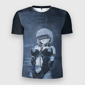 Мужская футболка 3D Slim с принтом Senpai в Кировске, 100% полиэстер с улучшенными характеристиками | приталенный силуэт, круглая горловина, широкие плечи, сужается к линии бедра | anime | senpai | tyan | аниме | сенпай