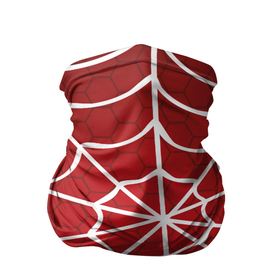 Бандана-труба 3D с принтом Паутина в Тюмени, 100% полиэстер, ткань с особыми свойствами — Activecool | плотность 150‒180 г/м2; хорошо тянется, но сохраняет форму | арт | белый | красный | паутина | рисунок | сетка | соты