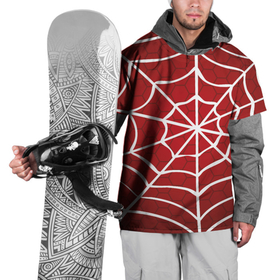 Накидка на куртку 3D с принтом Паутина в Тюмени, 100% полиэстер |  | арт | белый | красный | паутина | рисунок | сетка | соты
