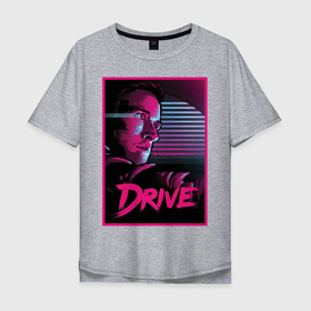 Мужская футболка хлопок Oversize с принтом Retro wave style в Тюмени, 100% хлопок | свободный крой, круглый ворот, “спинка” длиннее передней части | drive | neon | retro wave | драйв | неон | ретро