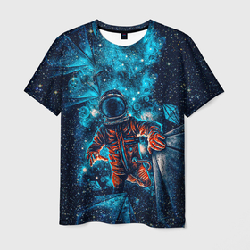 Мужская футболка 3D с принтом Космонавт , 100% полиэфир | прямой крой, круглый вырез горловины, длина до линии бедер | nasa | space | арбита | астронавт | астрономия | бабочки | вселеная | вселенная | гагарин | галактика | гравитация | звёзды | интерстайлер | космонавт | космос | наса | наука | орибата | пилот | притяжение