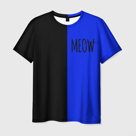 Мужская футболка 3D с принтом МЯУ в Курске, 100% полиэфир | прямой крой, круглый вырез горловины, длина до линии бедер | animal | cat | cute | pet | животное | кавай | киса | кот | котэ | милое