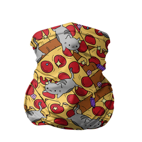 Бандана-труба 3D с принтом ПИЦЦА И КОТИКИ в Санкт-Петербурге, 100% полиэстер, ткань с особыми свойствами — Activecool | плотность 150‒180 г/м2; хорошо тянется, но сохраняет форму | animal | cat | cute | pet | животное | кавай | киса | кот | котэ | милое | пицца