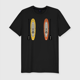 Мужская футболка хлопок Slim с принтом сап серфинг в Кировске, 92% хлопок, 8% лайкра | приталенный силуэт, круглый вырез ворота, длина до линии бедра, короткий рукав | serfing | sup boarding | sup serfing | sup серфинг | сап серфинг | серфинг