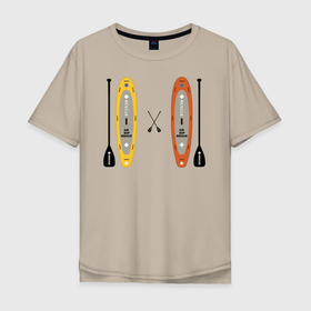 Мужская футболка хлопок Oversize с принтом сап серфинг в Тюмени, 100% хлопок | свободный крой, круглый ворот, “спинка” длиннее передней части | serfing | sup boarding | sup serfing | sup серфинг | сап серфинг | серфинг