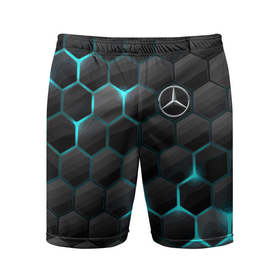 Мужские шорты спортивные с принтом Mercedes-Benz в Курске,  |  | cell | germany | mercedes benz | pattern | prestige | германия | мерседес | престиж | соты | узор
