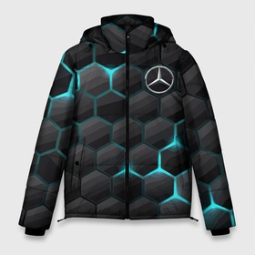 Мужская зимняя куртка 3D с принтом Mercedes-Benz в Белгороде, верх — 100% полиэстер; подкладка — 100% полиэстер; утеплитель — 100% полиэстер | длина ниже бедра, свободный силуэт Оверсайз. Есть воротник-стойка, отстегивающийся капюшон и ветрозащитная планка. 

Боковые карманы с листочкой на кнопках и внутренний карман на молнии. | cell | germany | mercedes benz | pattern | prestige | германия | мерседес | престиж | соты | узор