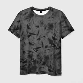 Мужская футболка 3D с принтом Черная дымка в Тюмени, 100% полиэфир | прямой крой, круглый вырез горловины, длина до линии бедер | дым | потерялся | текстура | черный дым
