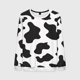 Мужской свитшот 3D с принтом COW PRINT в Кировске, 100% полиэстер с мягким внутренним слоем | круглый вырез горловины, мягкая резинка на манжетах и поясе, свободная посадка по фигуре | Тематика изображения на принте: animals | cow | cow print | корова | коровий принт