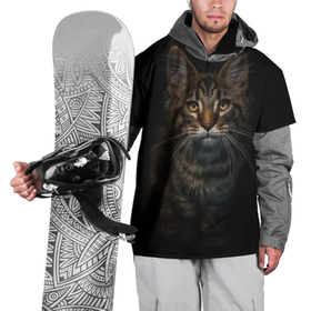 Накидка на куртку 3D с принтом Кот усатый в Екатеринбурге, 100% полиэстер |  | Тематика изображения на принте: cat | кот | котёнок | котик | кошка | мейн кун | полосатый | пушистый | усатый