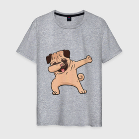 Мужская футболка хлопок с принтом Мопс ДАБ в Курске, 100% хлопок | прямой крой, круглый вырез горловины, длина до линии бедер, слегка спущенное плечо. | даб | дабстеп | мопс | мопсик | пёс | собака | собачка