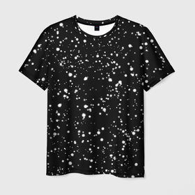 Мужская футболка 3D с принтом Snow в Екатеринбурге, 100% полиэфир | прямой крой, круглый вырез горловины, длина до линии бедер | snow | stars. звезды на футболке | в белую точку | звезды | кофта в белую точку | свитер в белую точку | снег | снег на черном фоне | футболка в белую точку | футболка в точку