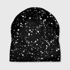 Шапка 3D с принтом Snow в Курске, 100% полиэстер | универсальный размер, печать по всей поверхности изделия | snow | stars. звезды на футболке | в белую точку | звезды | кофта в белую точку | свитер в белую точку | снег | снег на черном фоне | футболка в белую точку | футболка в точку