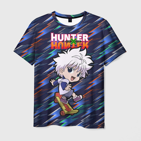 Мужская футболка 3D с принтом Киллуа Hunter x Hunter в Новосибирске, 100% полиэфир | прямой крой, круглый вырез горловины, длина до линии бедер | anime | hunter | hunter x hunter | killua | zoldyck | аниме | зодиак | охотник | охотники