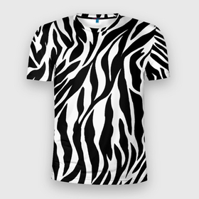 Мужская футболка 3D Slim с принтом Зебра в Белгороде, 100% полиэстер с улучшенными характеристиками | приталенный силуэт, круглая горловина, широкие плечи, сужается к линии бедра | Тематика изображения на принте: животный принт | зебра.