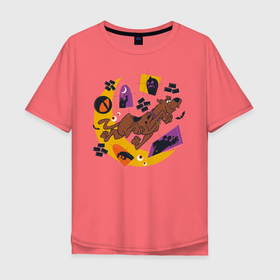Мужская футболка хлопок Oversize с принтом Скуби Ду Хэллоуин в Тюмени, 100% хлопок | свободный крой, круглый ворот, “спинка” длиннее передней части | scooby doo | vdzabma | скуби ду
