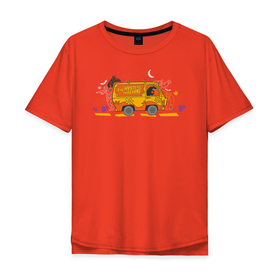 Мужская футболка хлопок Oversize с принтом The Mystery Machine в Тюмени, 100% хлопок | свободный крой, круглый ворот, “спинка” длиннее передней части | scooby doo | the mystery machine | vdzabma | скуби ду