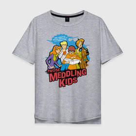 Мужская футболка хлопок Oversize с принтом Meddling Kids в Новосибирске, 100% хлопок | свободный крой, круглый ворот, “спинка” длиннее передней части | norville shaggy rogers | scooby doo | shaggy | vdzabma | норвилл шэгги роджерс | скуби ду | шэгги