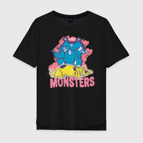 Мужская футболка хлопок Oversize с принтом Monsters в Екатеринбурге, 100% хлопок | свободный крой, круглый ворот, “спинка” длиннее передней части | scooby doo | vdzabma | скуби ду