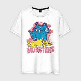 Мужская футболка хлопок с принтом Monsters в Белгороде, 100% хлопок | прямой крой, круглый вырез горловины, длина до линии бедер, слегка спущенное плечо. | scooby doo | vdzabma | скуби ду