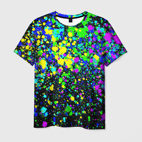 Мужская футболка 3D с принтом Неоновые краски лета , 100% полиэфир | прямой крой, круглый вырез горловины, длина до линии бедер | neon | pattern | summer | акварель | арт | брызги | граффити | грязный | грязь | искусство | капли | кислотные | краска | лето | мазки | паттерн | пятна | пятнистый | радуга | радужный | разноцветный | текстура