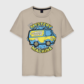 Мужская футболка хлопок с принтом Mystery Machine в Белгороде, 100% хлопок | прямой крой, круглый вырез горловины, длина до линии бедер, слегка спущенное плечо. | scooby doo | vdzabma | скуби ду