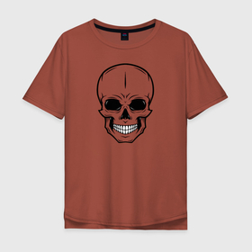 Мужская футболка хлопок Oversize с принтом Череп в Тюмени, 100% хлопок | свободный крой, круглый ворот, “спинка” длиннее передней части | horror | skull | веселый череп | крутой череп | принт череп | скелет | ужастики | улыбающийся череп | череп | череп на футболке