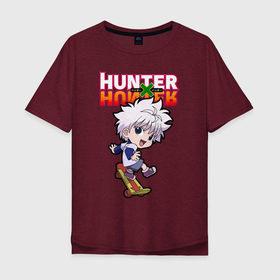 Мужская футболка хлопок Oversize с принтом Киллуа Hunter x Hunter в Белгороде, 100% хлопок | свободный крой, круглый ворот, “спинка” длиннее передней части | anime | hunter | hunter x hunter | killua | zoldyck | аниме | зодиак | охотник | охотники