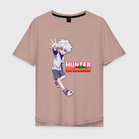 Мужская футболка хлопок Oversize с принтом Киллуа Hunter x Hunter в Белгороде, 100% хлопок | свободный крой, круглый ворот, “спинка” длиннее передней части | Тематика изображения на принте: anime | hunter | hunter x hunter | killua | zoldyck | аниме | зодиак | охотник | охотники