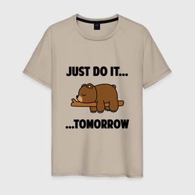 Мужская футболка хлопок с принтом Мишка в Новосибирске, 100% хлопок | прямой крой, круглый вырез горловины, длина до линии бедер, слегка спущенное плечо. | bear | гризли | животное | медвед | медвежонок | хищник