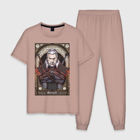 Мужская пижама хлопок с принтом The Witcher, Geralt, Ведьмак, в Кировске, 100% хлопок | брюки и футболка прямого кроя, без карманов, на брюках мягкая резинка на поясе и по низу штанин
 | geralt | the witcher | ведьмак | геральт.