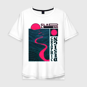 Мужская футболка хлопок Oversize с принтом Neon style в Курске, 100% хлопок | свободный крой, круглый ворот, “спинка” длиннее передней части | neon | retro | synt wave | неон | ретро | синтвейв
