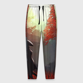 Мужские брюки 3D с принтом Самурай , 100% полиэстер | манжеты по низу, эластичный пояс регулируется шнурком, по бокам два кармана без застежек, внутренняя часть кармана из мелкой сетки | autumn | samurai | осень | пейзаж | самурай
