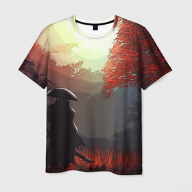 Мужская футболка 3D с принтом Самурай в Белгороде, 100% полиэфир | прямой крой, круглый вырез горловины, длина до линии бедер | Тематика изображения на принте: autumn | samurai | осень | пейзаж | самурай