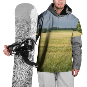 Накидка на куртку 3D с принтом Пшеничное поле в Кировске, 100% полиэстер |  | деревья | колоски | поле | природа | пшеница | растения
