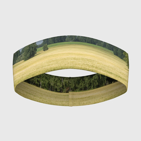 Повязка на голову 3D с принтом Пшеничное поле в Кировске,  |  | деревья | колоски | поле | природа | пшеница | растения